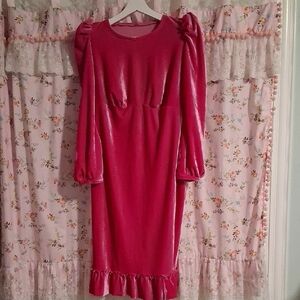 Vibrant Pink Long Sleeve Dress